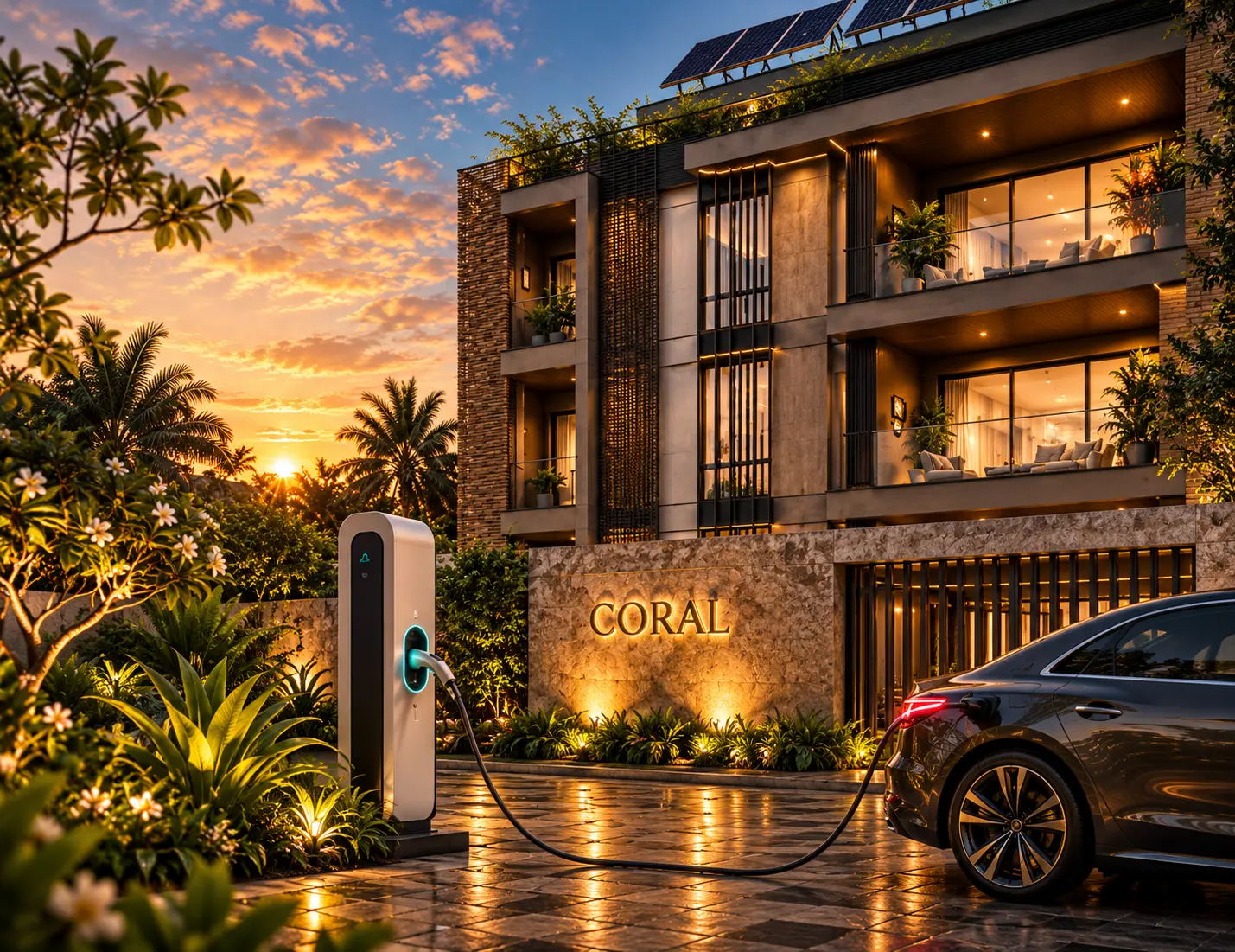 Entrance with EV charging