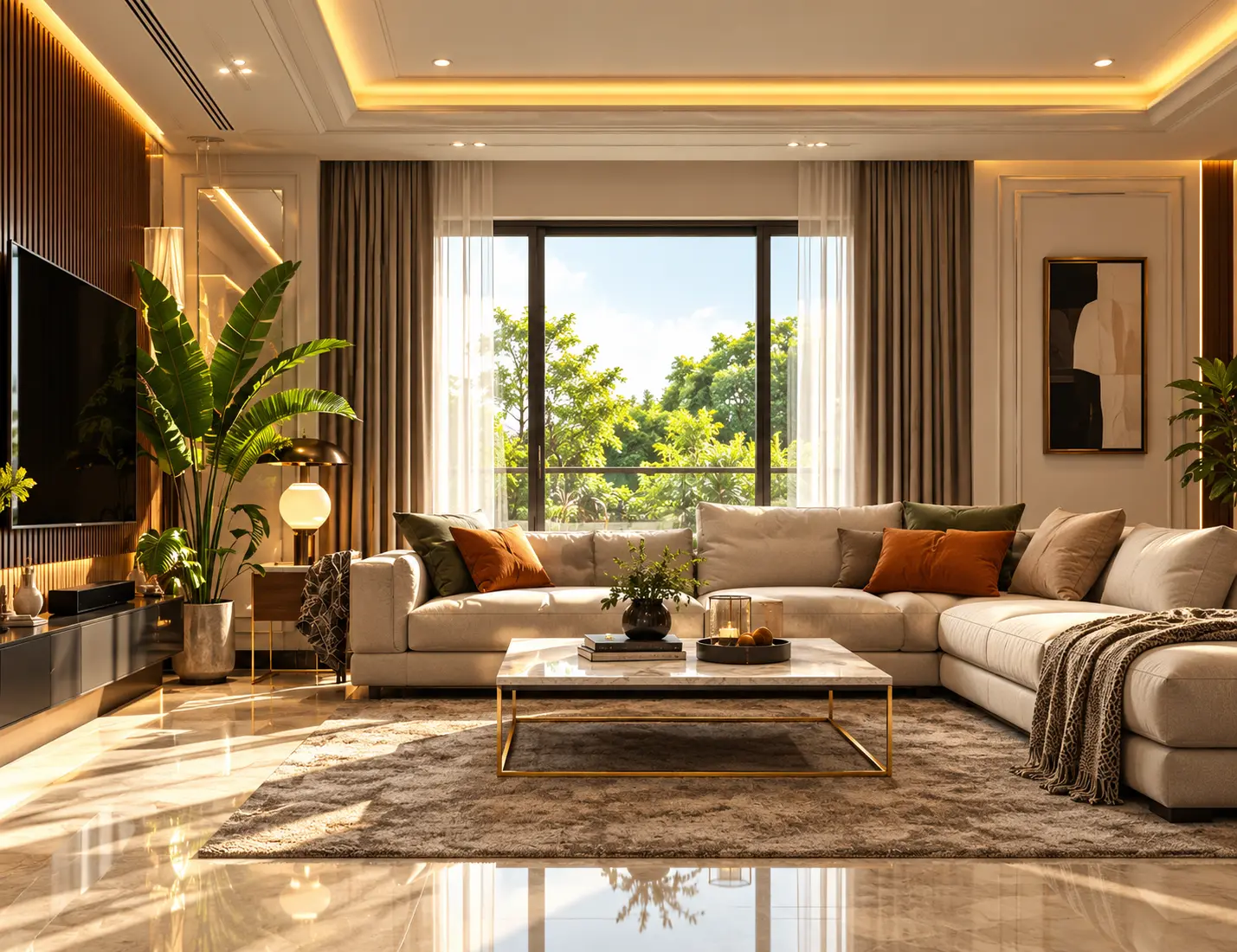 Living room with corner sofa